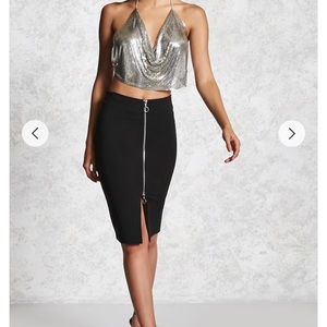 NWT sexy black zipper zip front skirt XS Small